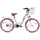 T&Y Trade 24 Zoll Kinder Mädchen City Fahrrad Bike Rad Nexus Nabenschaltung STVO Beleuchtung Reflex Weiß mit Pink 3 Gang