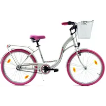 T&Y Trade 24 Zoll Kinder Mädchen City Fahrrad Bike Rad Nexus Nabenschaltung STVO Beleuchtung Reflex Weiß mit Pink 3 Gang