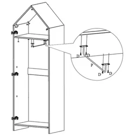 MID.YOU Kinderkleiderschrank, Grün, Weiß, Metall, 3 Fächer, 57.6x171.3x37 cm, Babymöbel, Babykleiderschrank