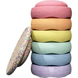 Stapelstein Original grow rainbow pastel 6-tlg. + Balance Board