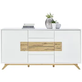 XORA Sideboard Weiß, Eiche, Holz, Eiche, massiv, 4 Fächer, 4 Schubladen, 178x89x40 cm, Fsc, Beimöbel erhältlich, stehend, Schlafzimmer, Schlafzimmer Kommoden - B/H/T ca. 178,00x89,00x40,00