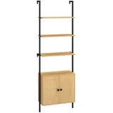 Helloshop26 - Dreistufiges Leiterregal 60 x 30 x 184 cm mit verstellbarem Schrank aus Naturrattan moderner Stil 20_0010715