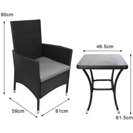 Jardí Rattan Bistro Set 2-tlg. Schwarz
