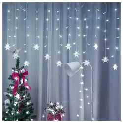 Rosnek LED-Lichterkette Vorhang Lichter, Schneeflocke, für Hochzeit Weihnachten Party, Energieeinsparung weiß