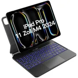 Inateck Keyboard iPad Pro 11 2024 M4 Hülle mit Tastatur, 30 Min Schnelles Laden,LED Smart Power-Anzeige,Click-Anywhere-Trackpad, 7 Farben 3 Stufen Hinterleuchtet, QWERTZ, KB09121