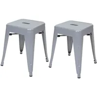 Mendler Hocker HWC-A73 Metall grau 2er Set
