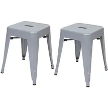 Mendler Hocker HWC-A73 Metall grau 2er Set