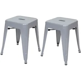Mendler Hocker HWC-A73 Metall grau 2er Set