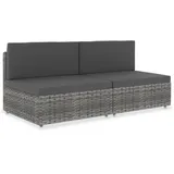 vidaXL Polyrattan Modulares 2-Sitzer Sofa grau 49523