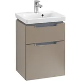 Villeroy & Boch Subway 2.0 Waschbeckenunterschrank für Handwaschtisch für 2 Auszüge × Breite 440 mm##Truffle Grey, Griff chrom glänzend