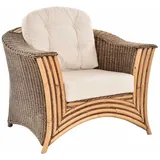 Krines Home Loungesessel Rattansessel Coba Lounge Wohnzimmer Sessel Rattan Rattanmöbel Braun, Rattanmöbel braun