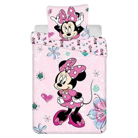 Disney Minnie Mouse Herzen Schwarz 160 x 200 cm + 70 x 80 cm