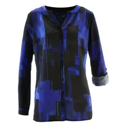 bonprix Longbluse mit Druck, blau, 54