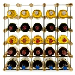 PROREGAL Modulares Weinregal VINOTECA MOD METAL | HxBxT 52,5x52,5x24,5cm | 5x5 Flaschen | Massives Kiefernholz | Natur | Flaschenregal