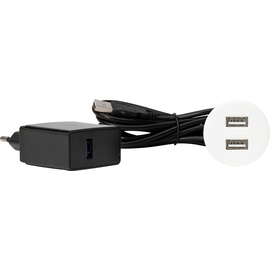 Kopp 939741014 VersaPICK, USB Einbauset mit 2x USB, rund, Metall, weiß