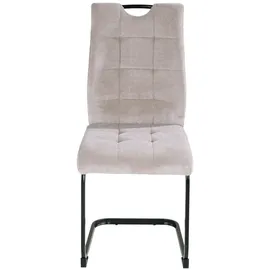 Home4You Schwingstühle 4er Set, Beige Schwarz - Mikrofaser Webstoff - Metallgestell - 4er Set