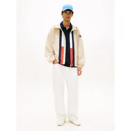 Tommy Hilfiger Windbreaker TOMMY JEANS "CHICAGO FLAG", Herren, Gr. XXL, weiß clay, Web, Obermaterial: 100% Polyester, unifarben, regular fit normal, Rundhals, eingesetzt elastischer Bund, Jacken Windbreaker, Regular fit mit Kapuze