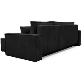 m-punkt Wohnlandschaft Ecksofa COMO Cord mit Bett Sofa Schlafsofa Ottomane rechts links universell - Schwarz