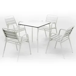 Weiße Aluminiumstühle für Terrasse, Bar im Innen- und Außenbereich, Restaurant, Hotel und Cafeteria.