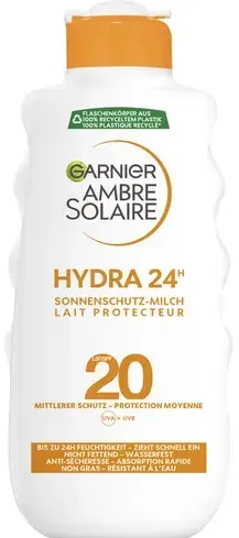 Garnier Ambre Solaire Milch LSF20- UV-Schutz - spendet Feuchtigkeit und schützt vor Sonnenbrand und Hautalterung