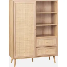 sweeek Highboard 1 Tür, 2 Schubladen Natur / Beige