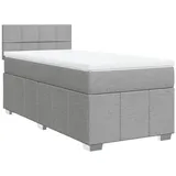 vidaXL Boxspringbett mit Matratze Hellgrau 100x200 cm Stoff