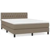 vidaXL Boxspringbett mit Matratze Taupe 140x200 cm Stoff