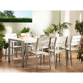 Beliani Vernio Gartenstuhl 54 x 54 x 88 cm weiß/silber 6 St.