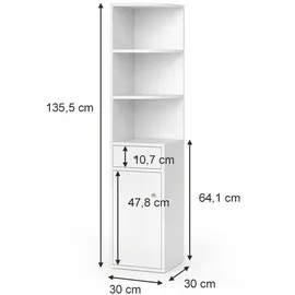 Vicco Eckregal Larry 30 x 30 x 135,5 cm Weiß