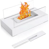 Tischkamin für Indoor und Outdoor mit Löschgerät und Sicherheitsglas Bioethanol Tischkamin Tischfeuer Terrassenfeuer Schwarz Weiß - Schwarz/Weiß