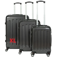 INVIDA 3 TLG.PC/ABS Glüückskind Kofferset Trolley Koffer Einzel oder im Set in 6 Farben (Carbon Optik, XL)