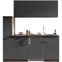 Respekta Küchenzeile Oliver E-Geräte 180 cm mit Glaskeramikkochfeld grau/eiche york nachbildung