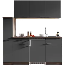 Respekta Küchenzeile Oliver E-Geräte 180 cm mit Glaskeramikkochfeld grau/eiche york nachbildung