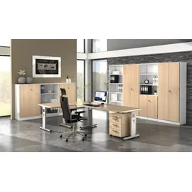 Hammerbacher Schreibtisch OS 16 weiß / Silber