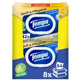 Tempo sanft & pflegend feuchte Toilettentücher Großpackung 836198 , 1 Großpackung = 8 Doppel-Packungen à 2 x 42 Tücher