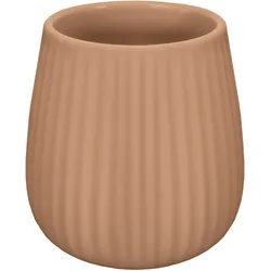 Zahnputzbecher KLEINE WOLKE "Groove", braun (cappuccino), B:10cm H:10cm L:10cm, Steinzeug, Zahnputzbecher, Accessoire Serie in modernen Scandi Farben