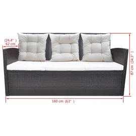 vidaXL Garten-Essgruppe mit Auflagen Polyrattan 6-tlg. braun