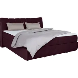 Boxspringbett LEONIQUE "Océane", lila, B:190cm L:221cm, Komplettbetten, Boxspringbett, Bodenfrei- wirkt freischwebend, verschiedene Härtegrade (auch H4)