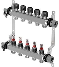 Uponor Vario S Heizkreisverteiler 1086538 Edelstahl, FM 2 x 3/4 Eurokonus, als Komplettverteiler