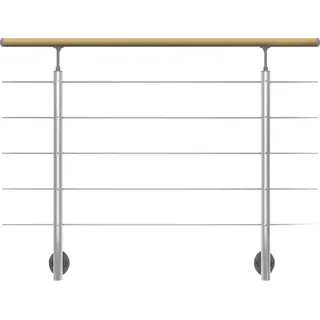 DOLLE Geländer-Set mit Handlauf Eiche und Edelstahlstäben für seitliche Montage