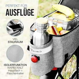 MIVELO Gepäckträgertasche Kühltasche grau