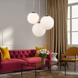 GLOBO RGB LED Hängeleuchte, 3 Flammig, Glas, Fernbedienung, H 80cm - weiß,