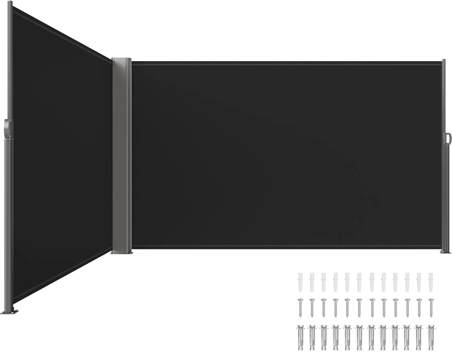 VEVOR Terrassen Windschutz 180 x 600 cm schwarz Rollo Seitenmarkise ausziehbar für den privaten oder gewerblichen Gebrauch