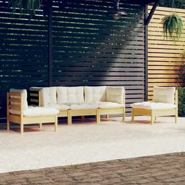 vidaXL Garten-Lounge-Set 5-tlg. creme Kiefer