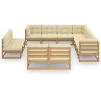 vidaXL 11-tlg Garten-Lounge-Set Kissen Honigbraun Massivholz