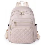 DORRISO Damen Rucksack Mode Schulrucksack Mittel Umhängetaschen Wasserdicht Rucksack Damen Diebstahlsicher Cityrucksack Leichtgewicht Leger Mehrere Taschen Beige