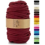 Netuno 1x Makramee Garn Bordeaux 9 mm 50 m Baumwollkordel mit Polyesterkern Dickes Garn Makramee Kordel aus Baumwolle Kordelband Naturkordel Makramee Kordel Makramee Faden Cotton Cord Macrame