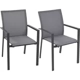 Garden Pleasure Rana Gartenstuhl 63 x 58 x 89 cm grau 2er Set