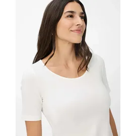 Brax Kurzarmshirt "Style CORA", Damen, Gr. 46, weiß (sanftes weiß), 47% Baumwolle, 47% Modal, 6% Elasthan, Rundhals, Shirts