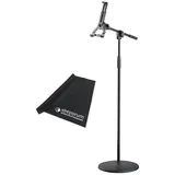 König & Meyer Tablet-Halterung K-M 19789 Tablet-PC-Ständer mit Schwenkarm und Tuch, (bis 16,00 Zoll, Ständer, mit Schwenkarm und Rundsockel, mit Mikrofasertuch) schwarz